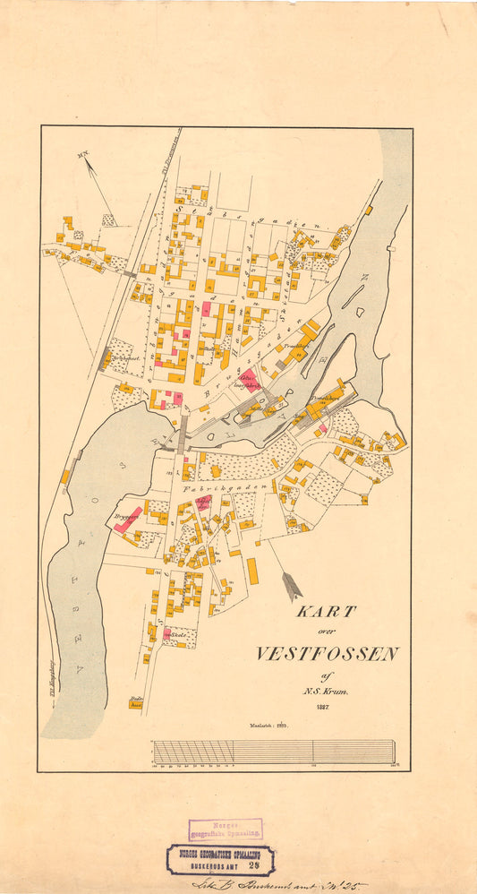 Buskerud amt nr 28: Kart over Vestfossen: Buskerud