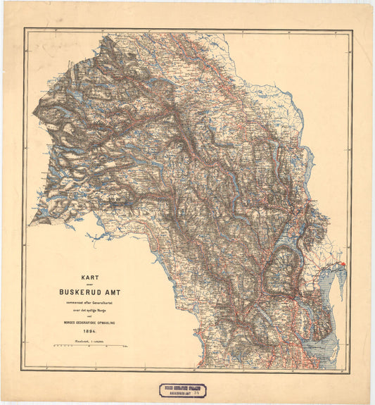 Buskerud amt nr 34:  Kart over Buskerud Amt: Buskerud