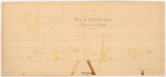 Buskerud amt nr 40: Kart over Brug og Bebyggelse mellem Drammen og Gulskogen: Buskerud