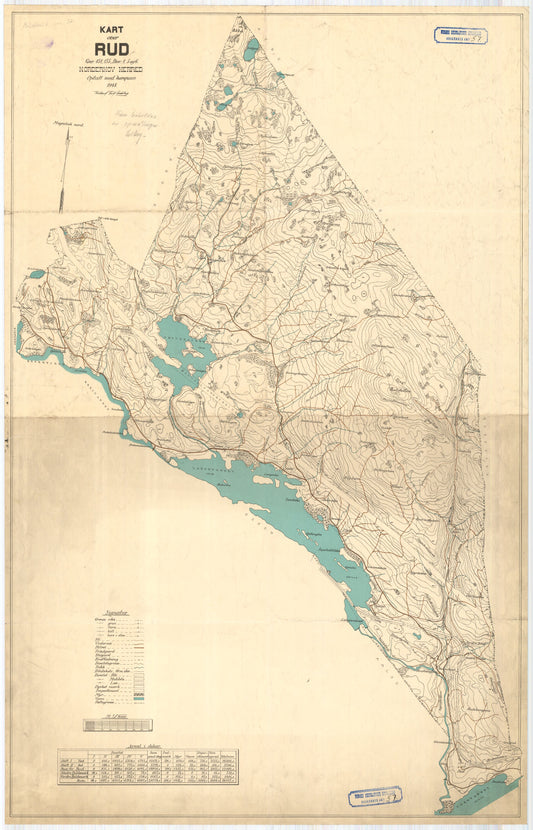 Buskerud amt nr 57: Kart over Rud, Norderhov: Buskerud