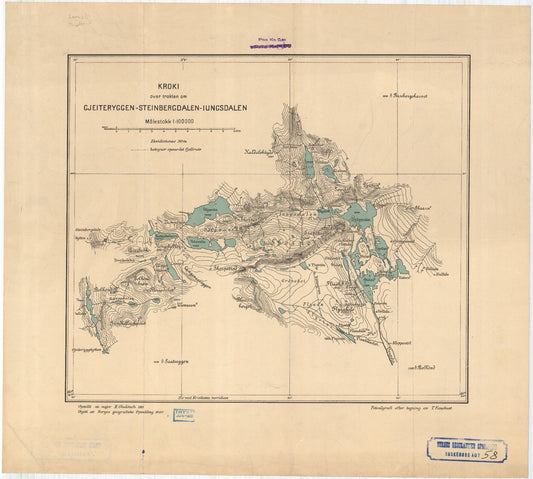 Buskerud amt nr 58: Kroki over trakten om Geiteryggen-Steinbergsdalen: Buskerud