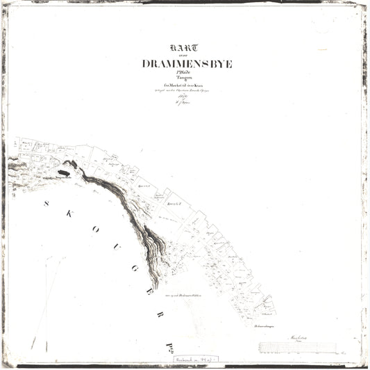 Buskerud amt 74a: Kopi av kart over Drammens by - Tangen. Origianlen fra 1850.: Buskerud