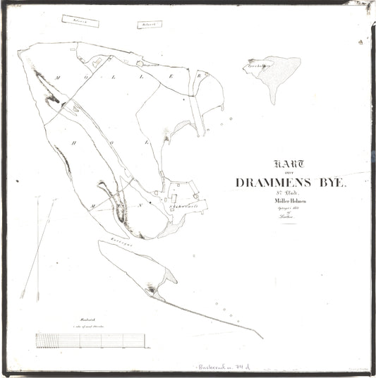 Buskerud amt 74d: Kopi av kart over Drammens by -  Møllerholmen Originalen fra 1851.: Buskerud