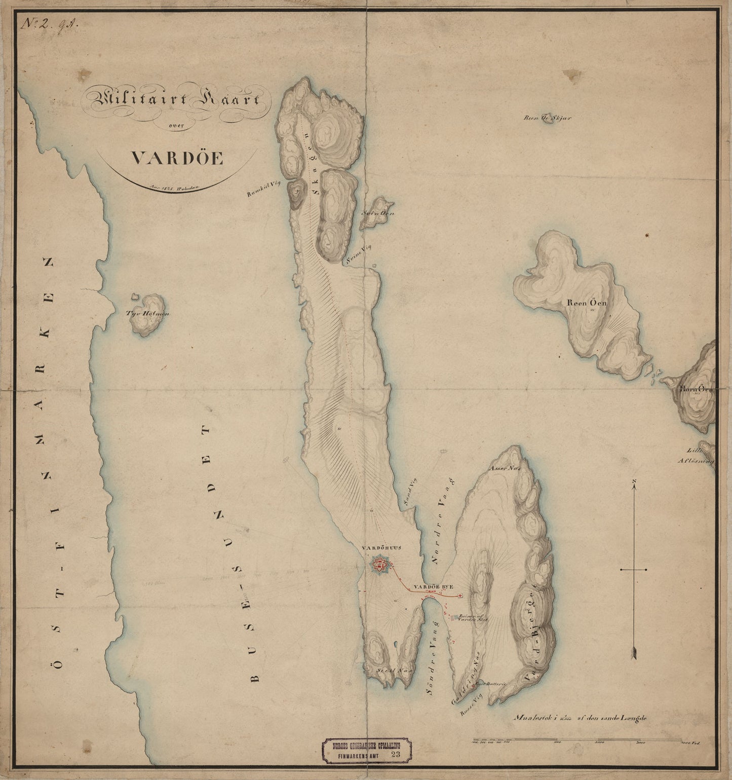 Finmarkens amt nr 23: Militairt Kaart over Vardøe: Finnmark