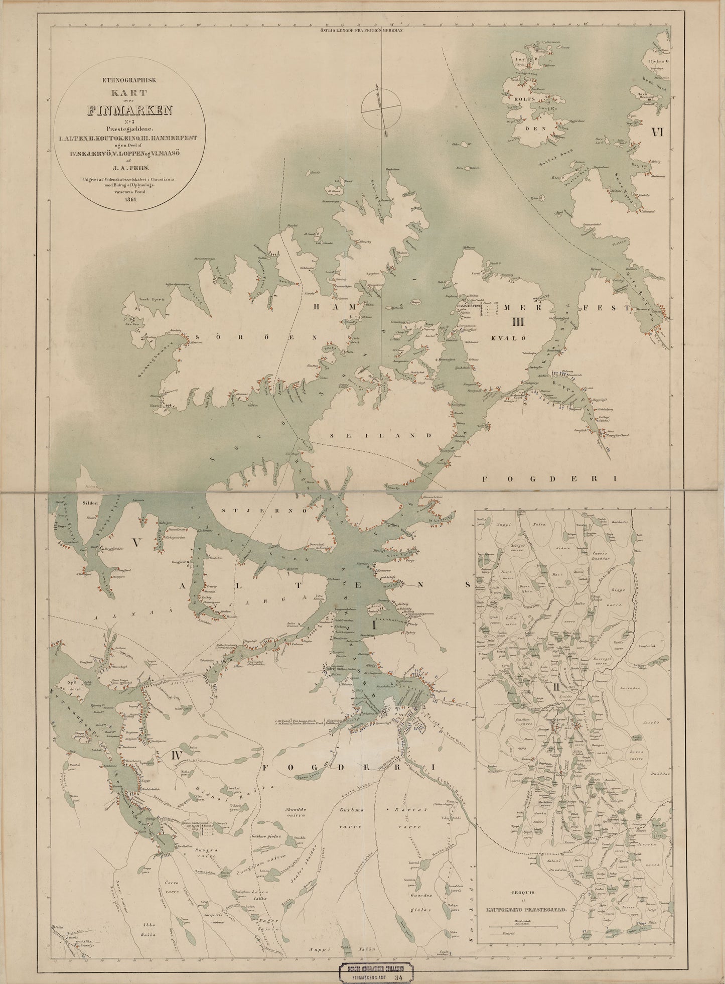 Finmarkens amt nr 34-3: Etnografisk Kart over Finmarken: Finnmark