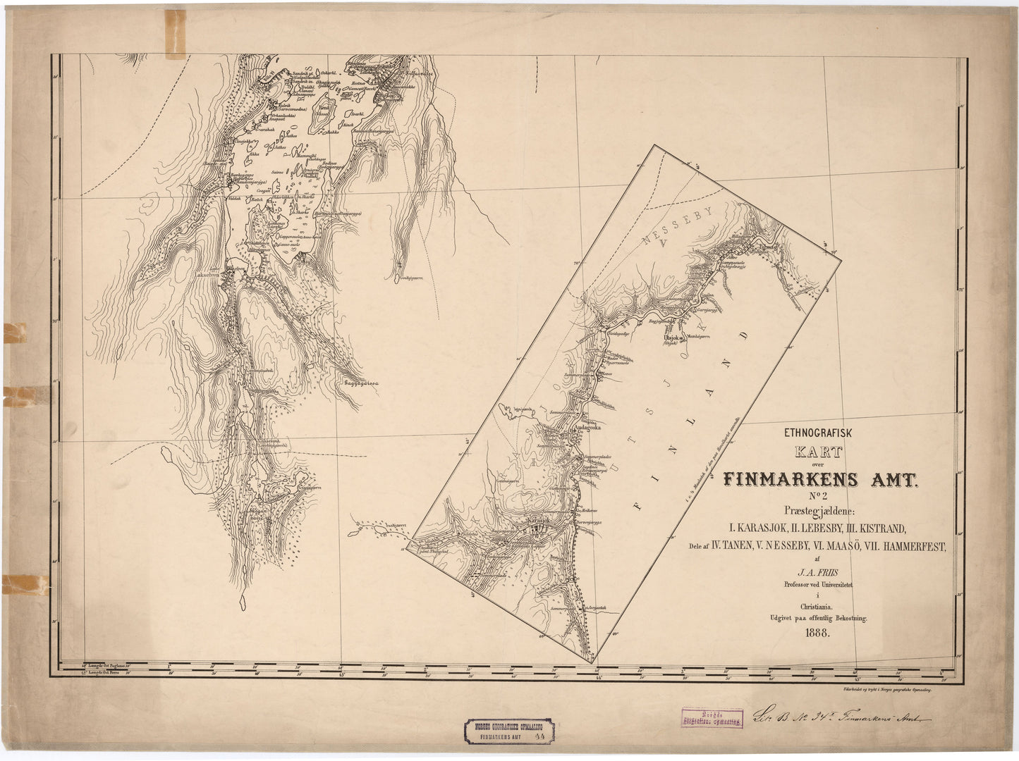 Finmarkens amt nr 44-2 sør: Etnografisk kart over Finmarken 2 sør: Finnmark