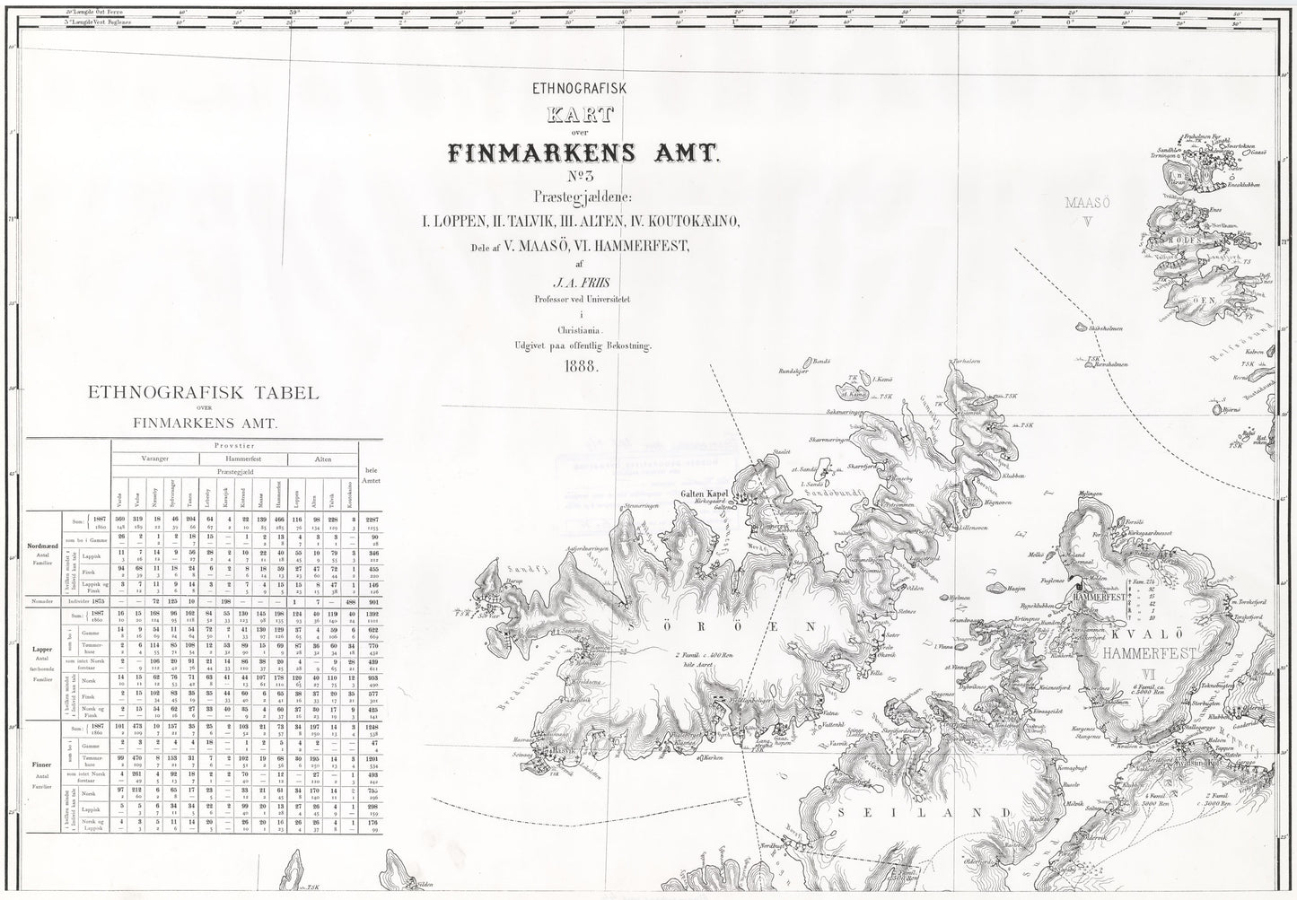 Finmarkens amt nr 44-3 nord: Etnografisk kart over Finmarken 3 nord: Finnmark