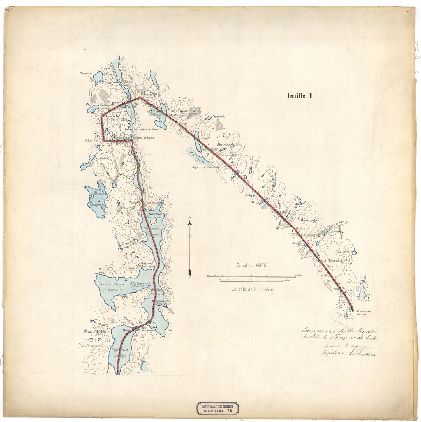 Finmarkens amt nr 46-3: Kart over Grændsen mellom Norge og Russland: Finnmark