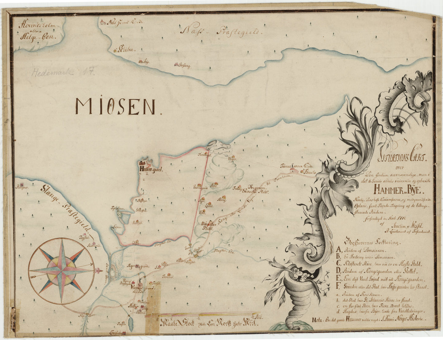 Hedmarkens amt nr 17a: Situations Cart over den fordum navnkundige opbrendte Hammer bye: Hedmark