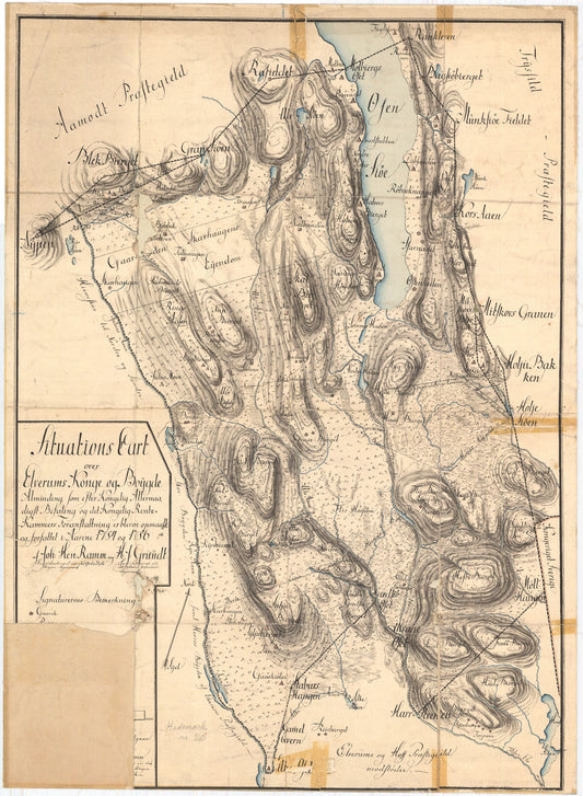 Hedemarkens amt nr 20: Situations Cart over Elverums Konge- og Bøygde-Alminding: Hedmark