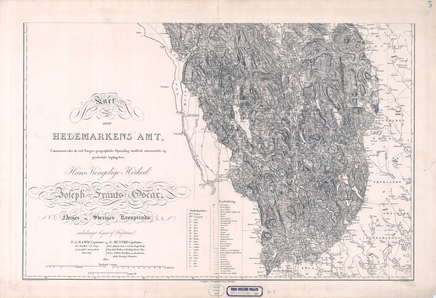 Hedemarkens amt nr 39: Kart over Hedemarkens Amt; blad 1: Hedmark