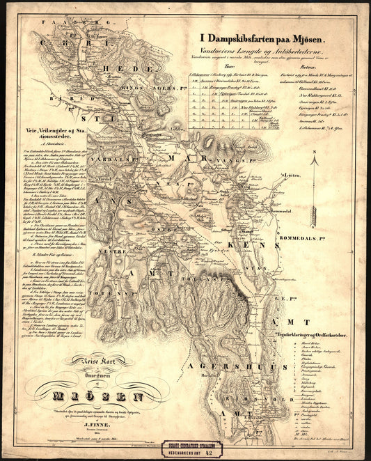 Hedemarkens amt nr 42: Reisekart i Omegnen af Mjøsen: Hedmark