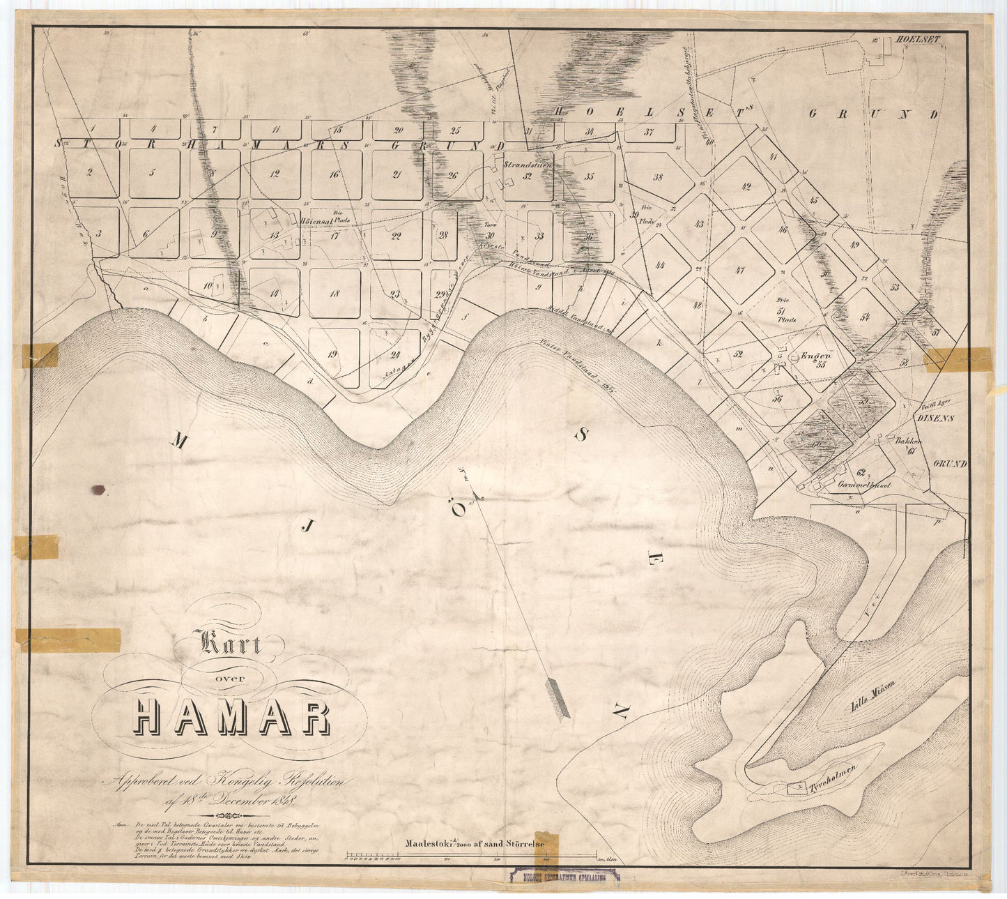 Hedemarkens amt nr 43: Kart over Hamar: Hedmark