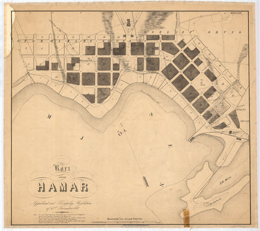 Hedemarkens amt nr 43: Kart over Hamar: Hedmark