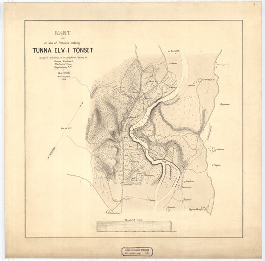 Hedemarkens amt nr 49: Kart over en Del af Terrainet omkring Tuna Elv i Tønset: Hedmark