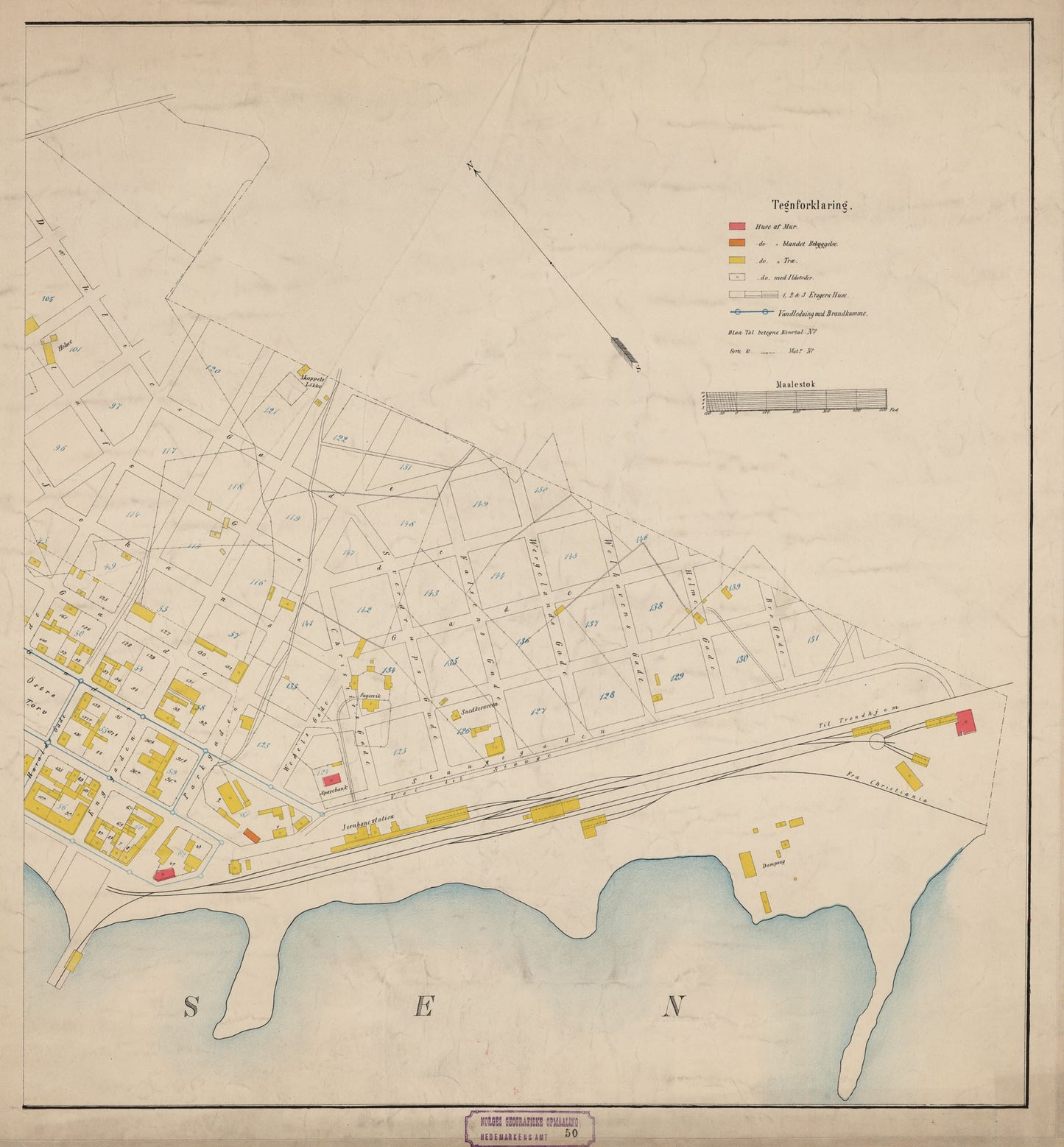 Hedemarkens amt nr 50-øst: Kart over Hamar (øst): Hedmark