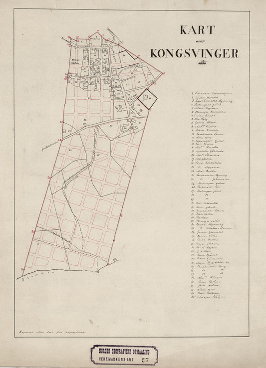 Hedemarkens amt nr 57: Kart over Kongsvinger: Hedmark