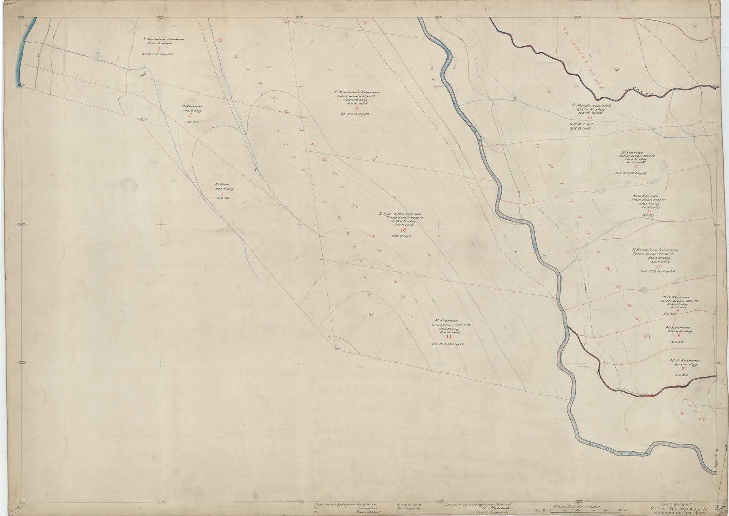 Hedemarkens amt nr 61-32: Skogkart Ytre Rendalen; Hedemarkens Amt: Hedmark