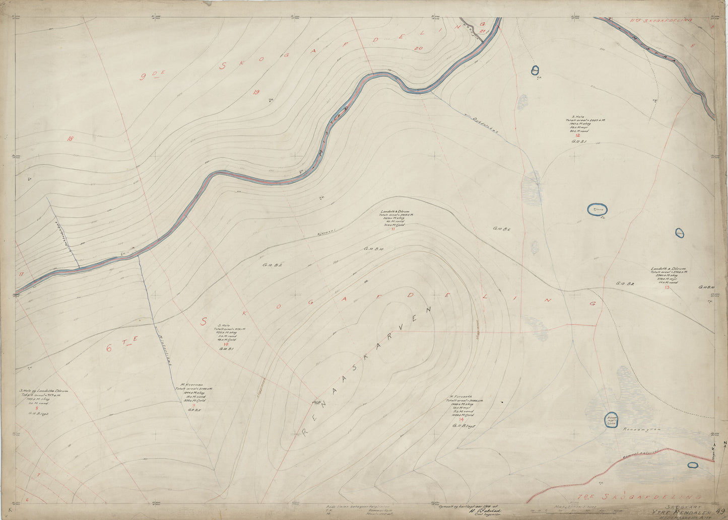 Hedemarkens amt nr 61-49: Skogkart Ytre Rendalen; Hedemarkens Amt: Hedmark