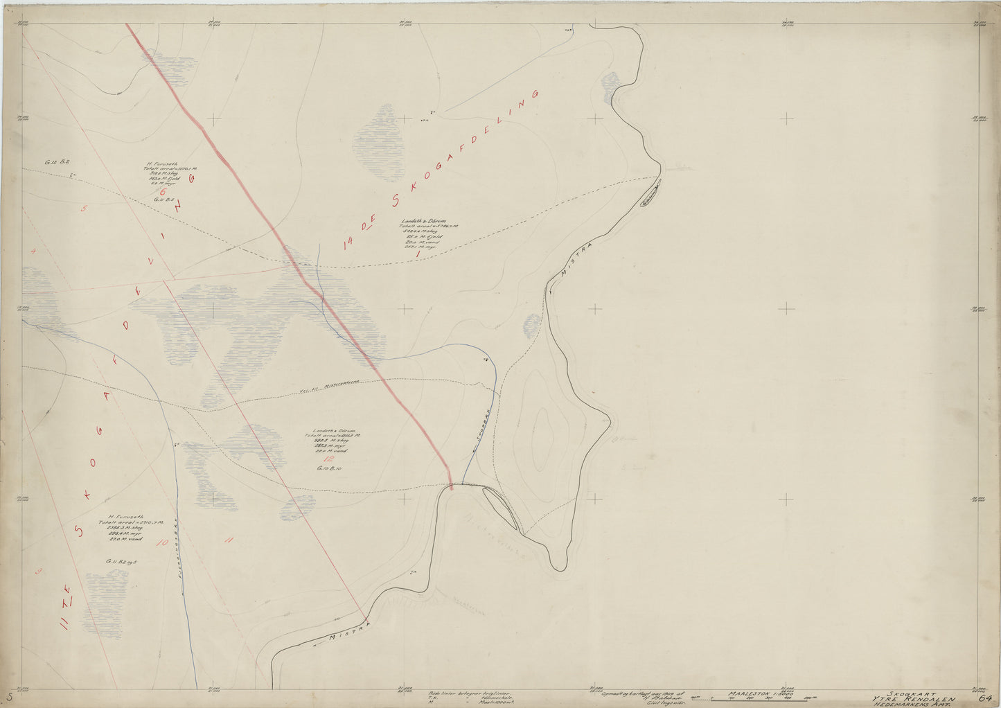 Hedemarkens amt nr 61-64: Skogkart Ytre Rendalen; Hedemarkens Amt: Hedmark