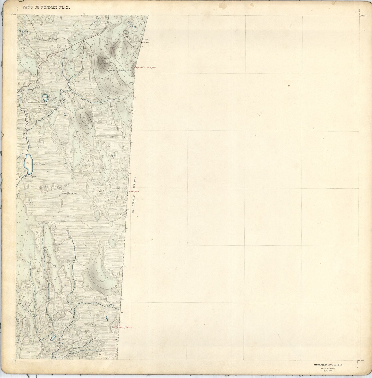 Hedemarkens amt nr 68: Kart over Vang og Furnes almenning: Hedmark