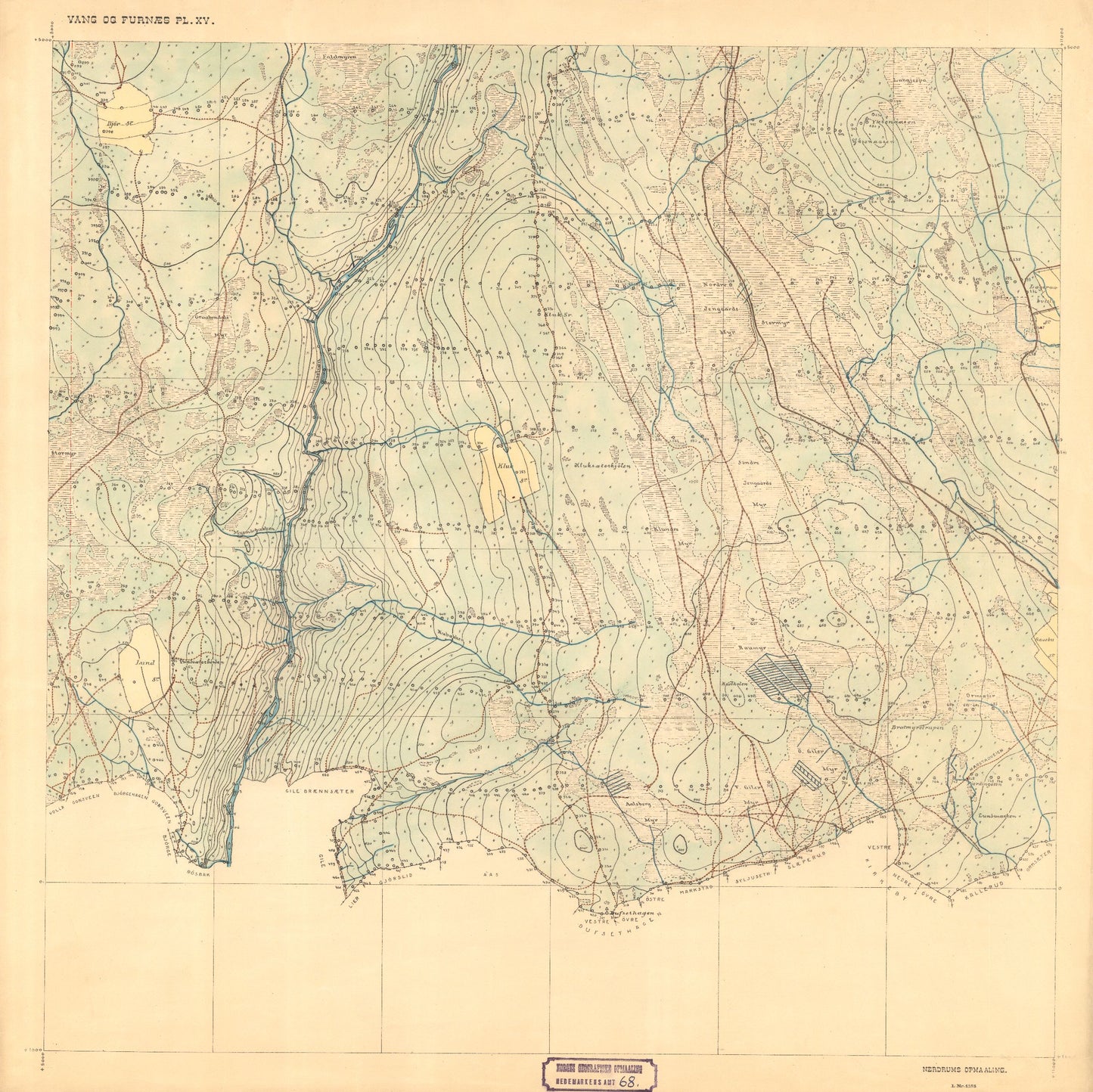 Hedemarkens amt nr 68: Kart over Vang og Furnes almenning: Hedmark