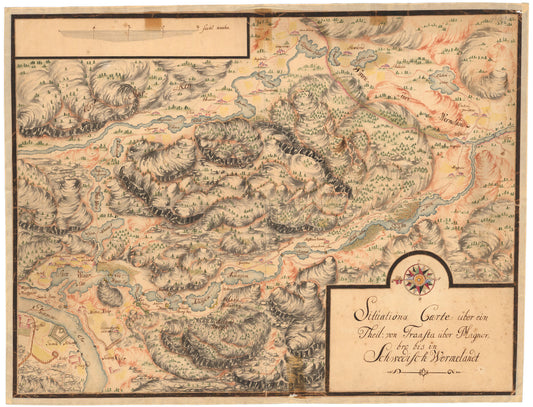 Hedemarkens amt nr 8: Situations carte über ein Theil vond Traasta über Magnorbro bis in Schwedisch Wermelandt: Hedmark