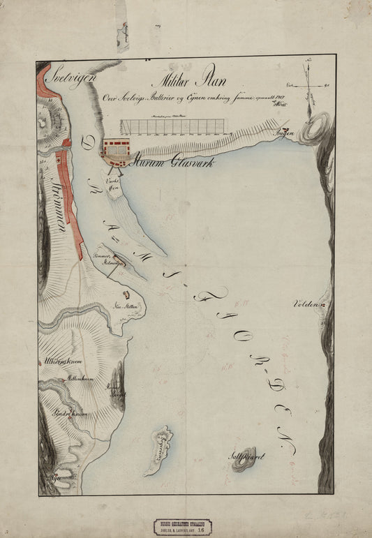 Jarlsberg og Larviks amt nr 16: Militær Plan over Svelvigs Batterier og Egnen omkring Samme: Vestfold