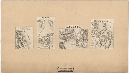 Jarlsberg og Larviks amt nr 24: Kart over Holmestrand; Horten Marine Etablissement; laurvig og Fredriksværen: Vestfold