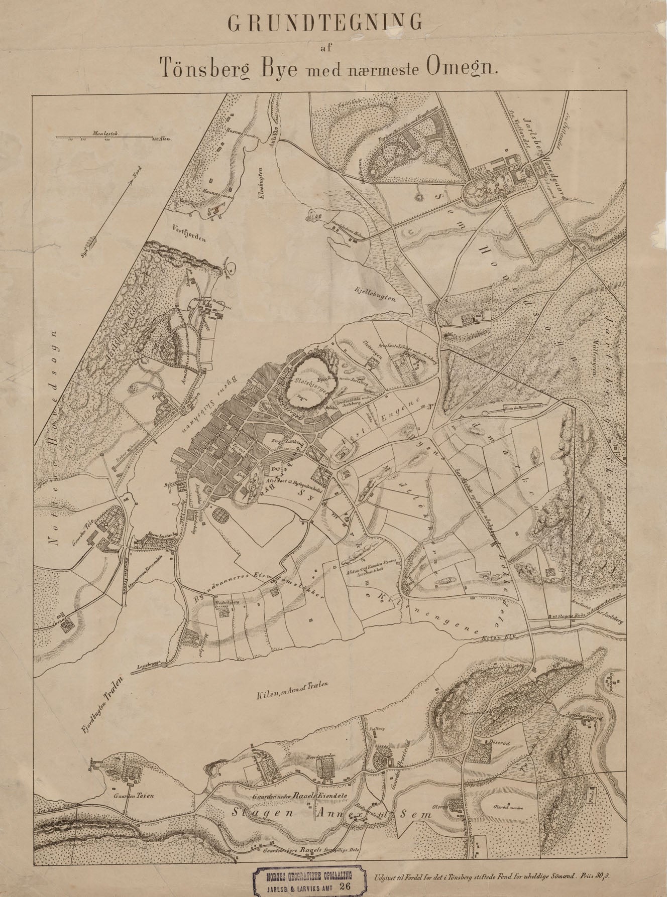 Jarlsberg og Larviks amt nr 26: Grundtegning af Tønsberg Bye med nærmeste Omegn: Vestfold