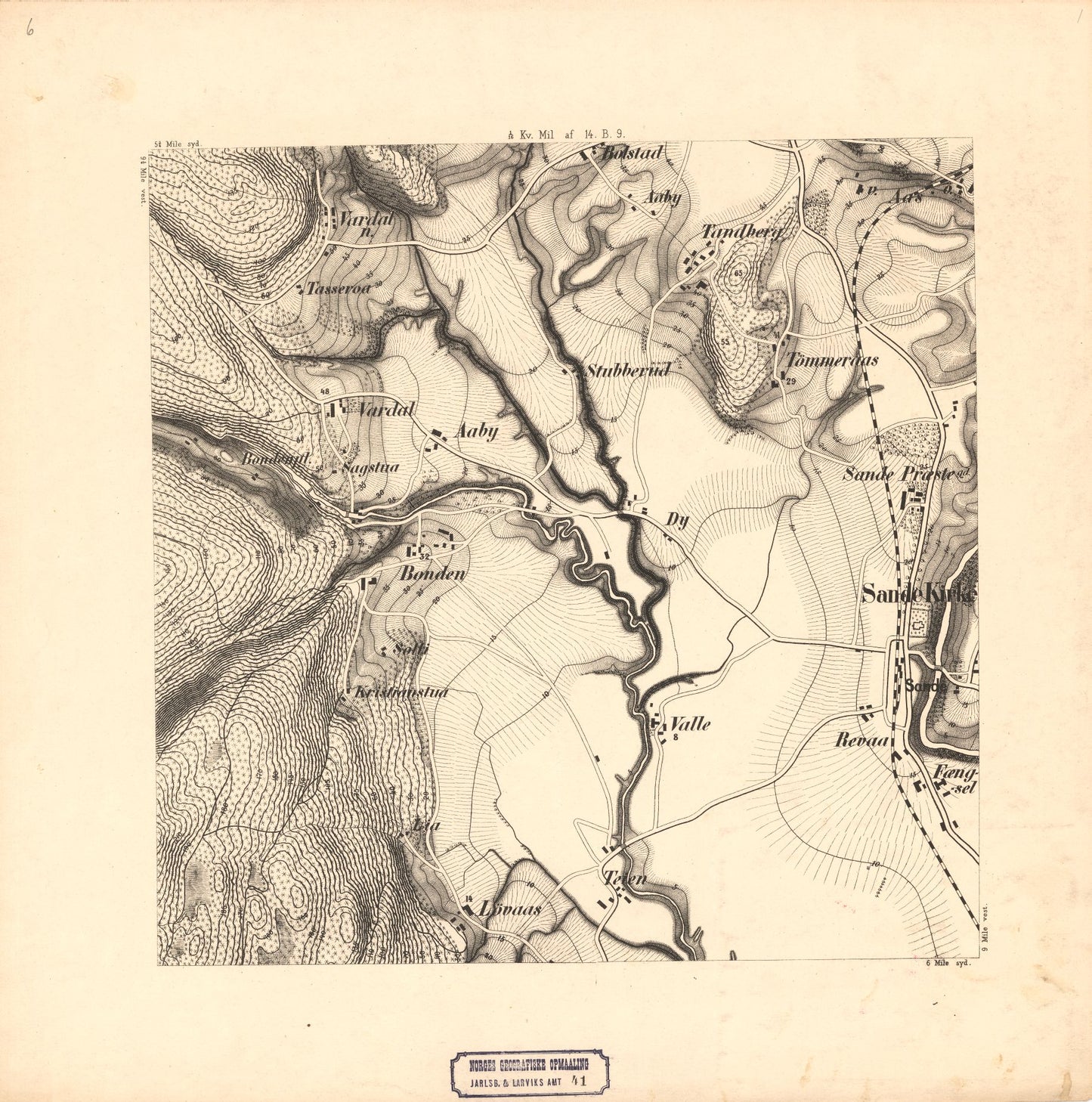 Jarlsberg og Larviks amt nr 41-6: Krigsspillkart over en Del af Sande Sogn: Vestfold