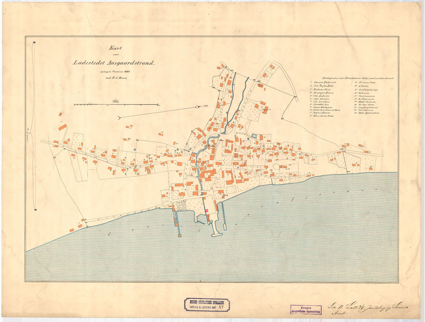 Jarlsberg-og-Larviks-amt-47:Kart over Aasgaardstrand: Vestfold
