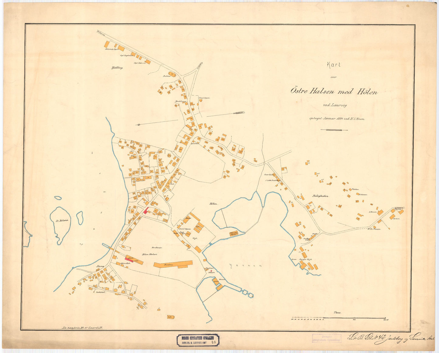 Jarlsberg-og-Larviks-amt-48: Kart over østre Halsen med Hølen ved Laurvik: Vestfold