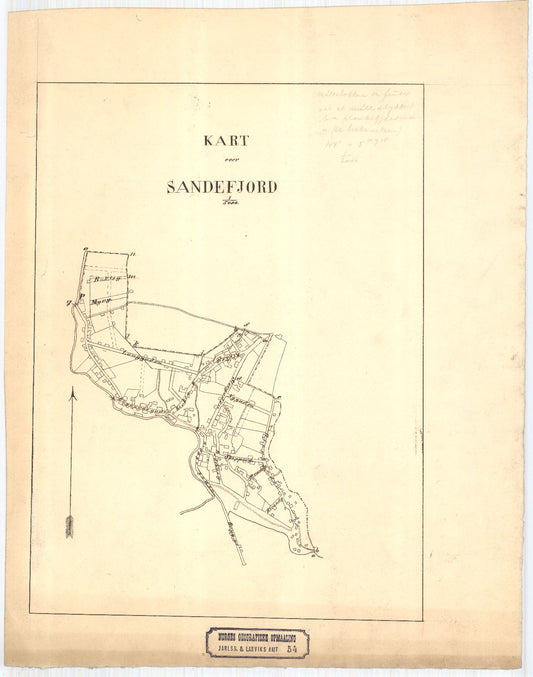 Jarlsberg-og-Larviks-amt nr 54: Kart over Sandefjord: Vestfold