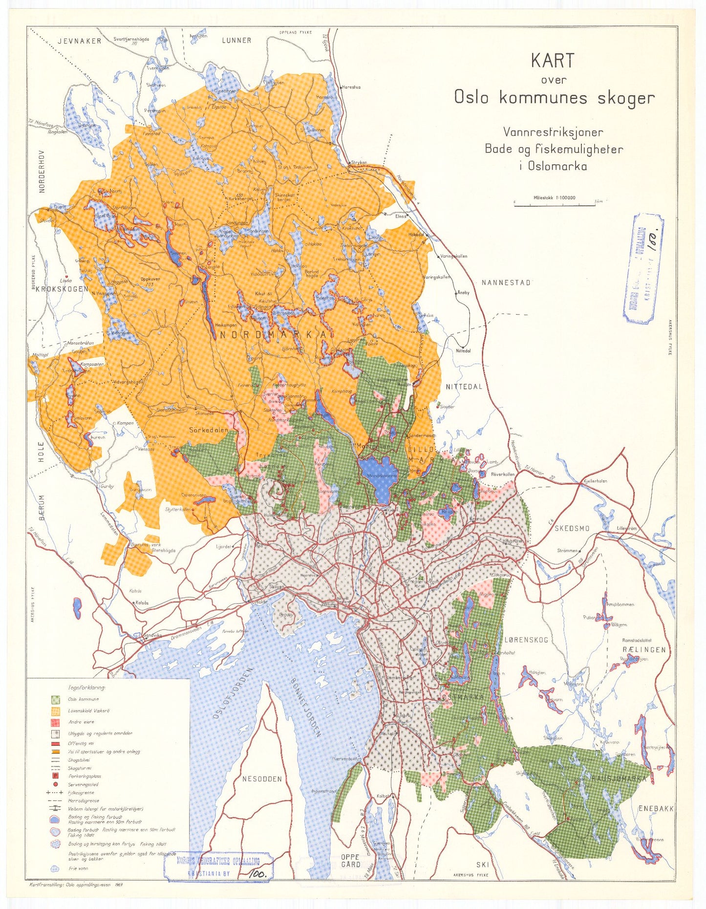 Kristiania amt nr 00: Oslo kommunes skoger (veikart): Oslo