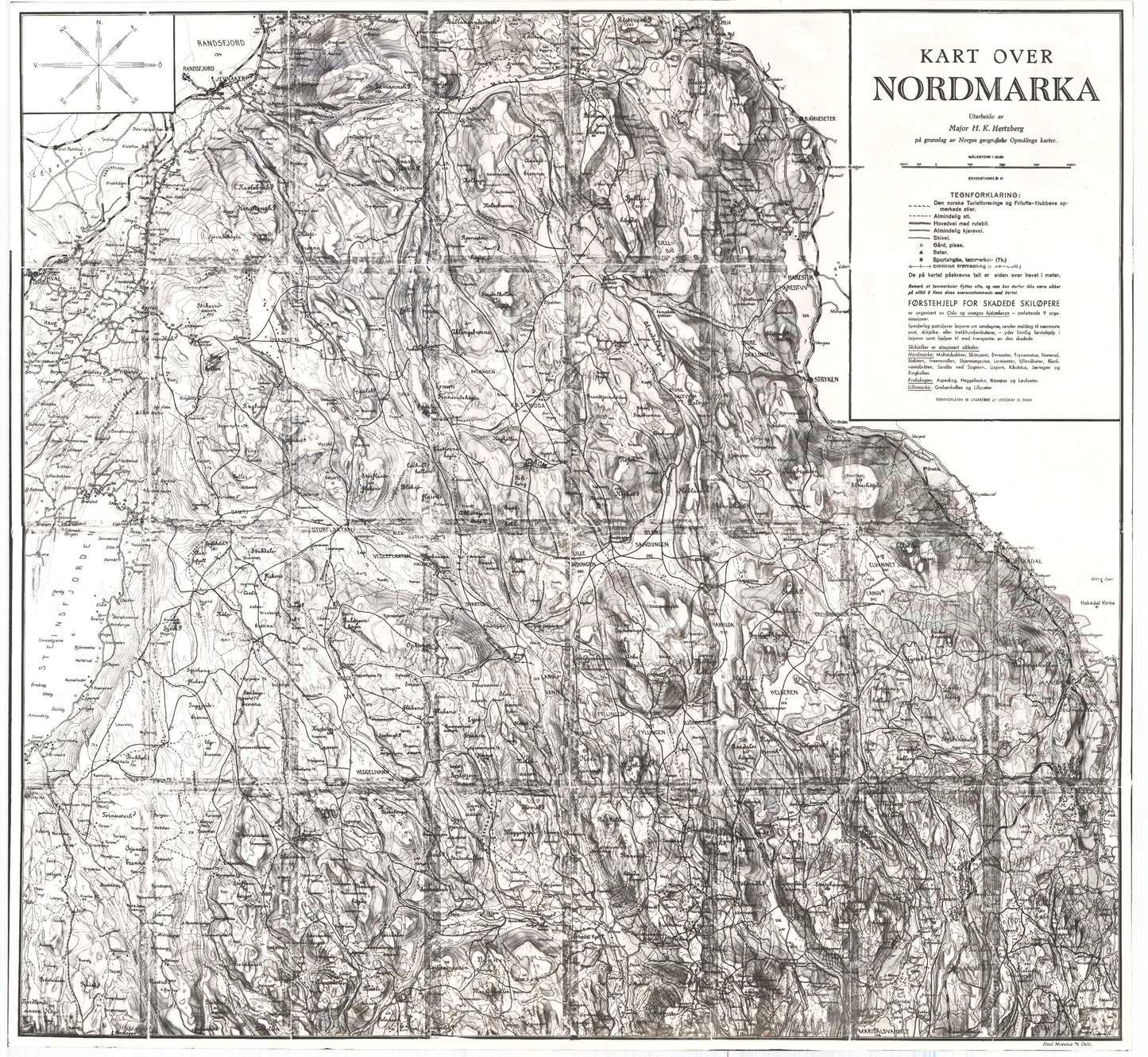 Kristiania amt nr 101: Kopi Kart over Nordmarka: Oslo