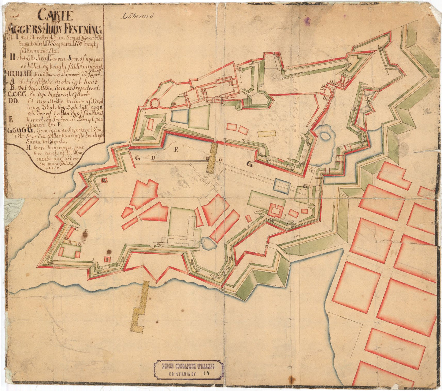 Kristiania amt nr 14: Carte over Aggershus Fæstning: Oslo