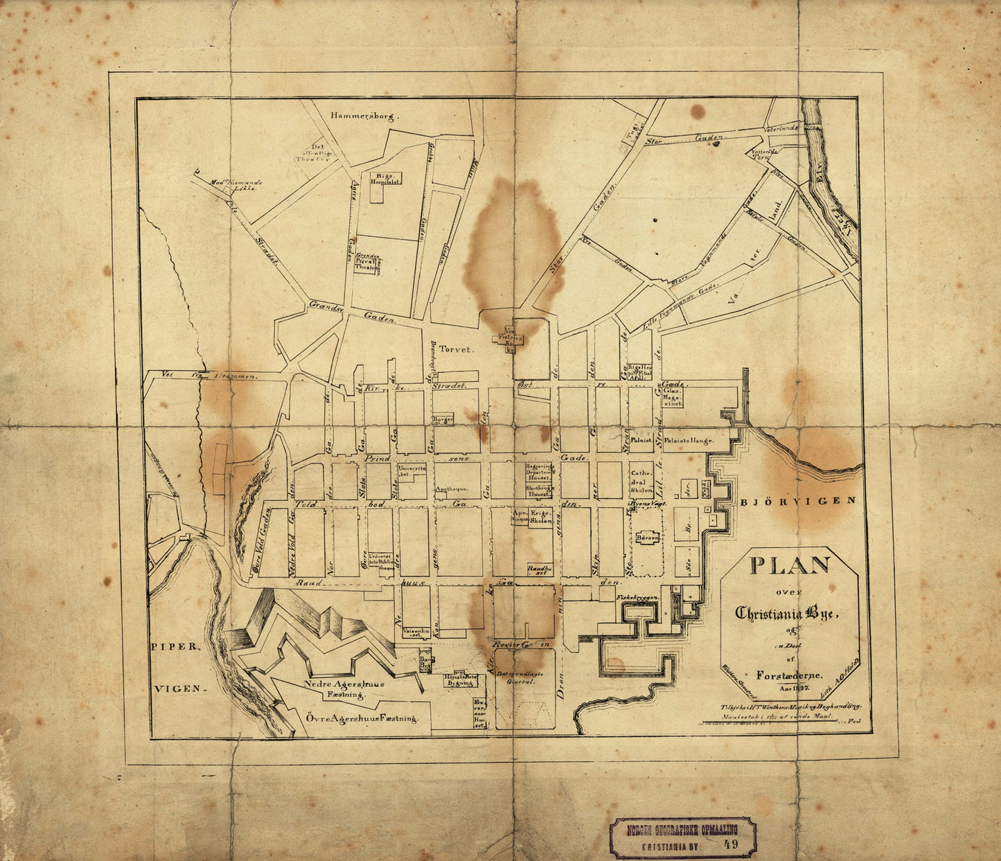 Kristiania amt nr  49: Plan over Christiania Bye og en Deel af Forstæderne: Oslo