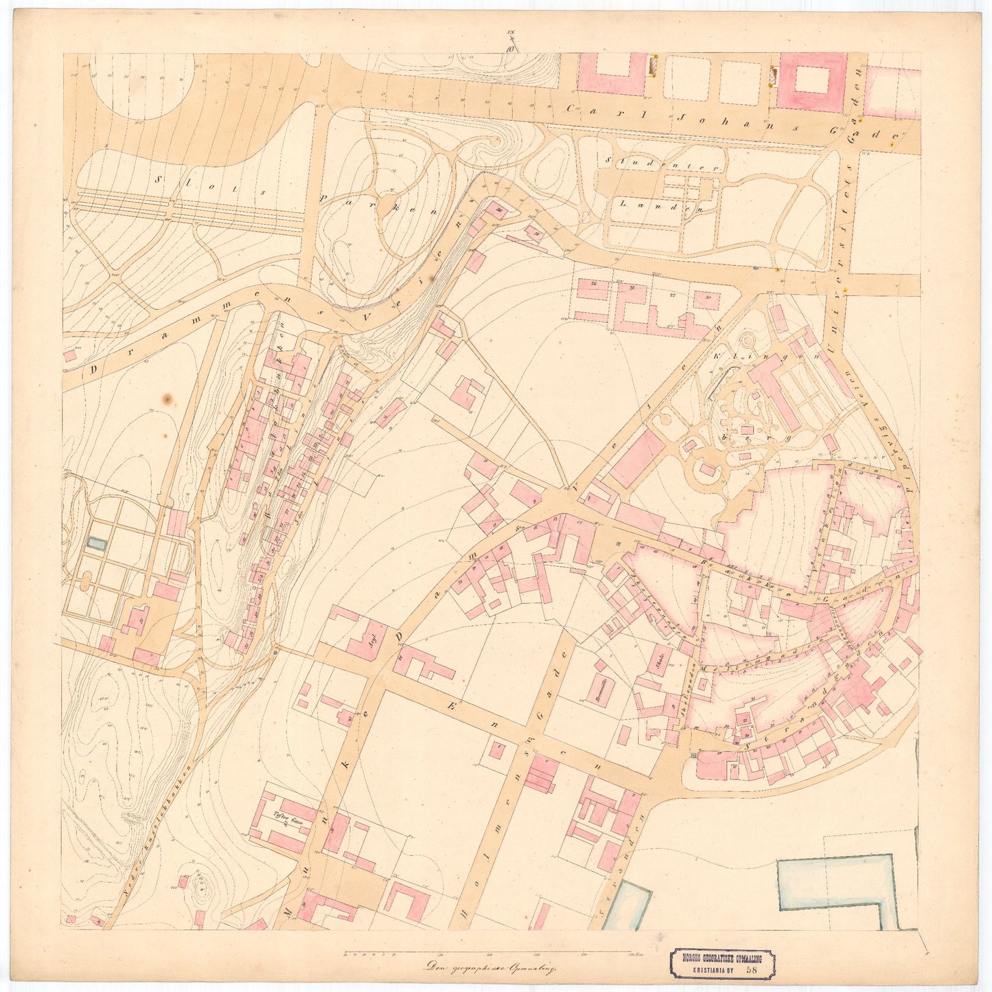 Kristiania amt nr 58: Detailkart over Christiania efter Kommunebestyrelsens Foranstaltning trigonometrisk og geometrisk opmaalt: Oslo