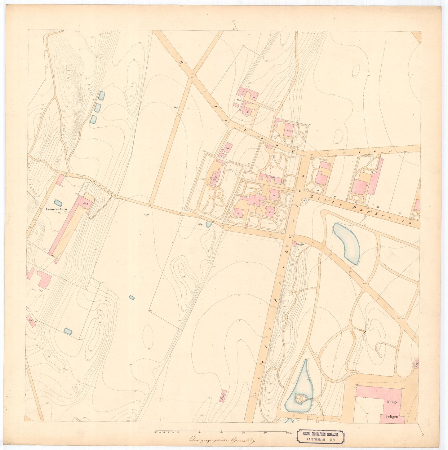 Kristiania amt nr 58: Detailkart over Christiania efter Kommunebestyrelsens Foranstaltning trigonometrisk og geometrisk opmaalt: Oslo