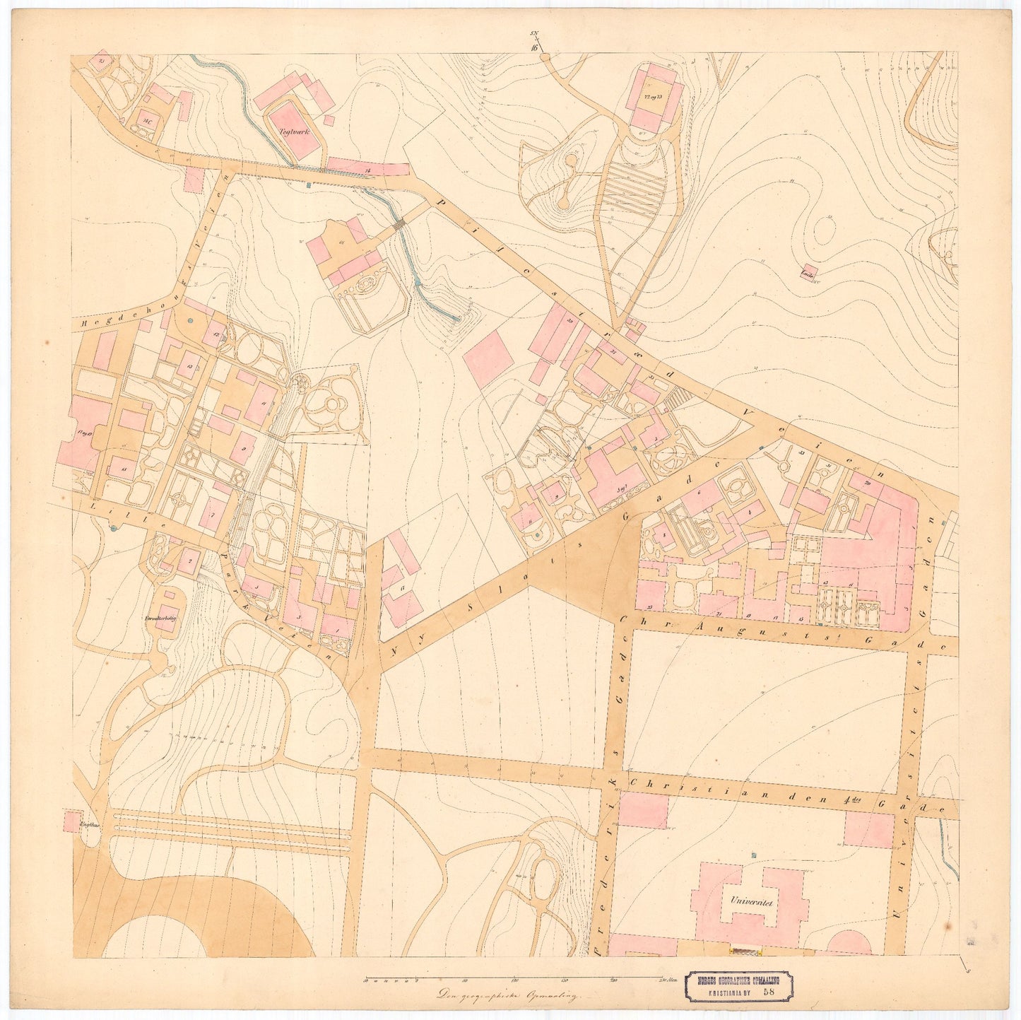 Kristiania amt nr 58: Detailkart over Christiania efter Kommunebestyrelsens Foranstaltning trigonometrisk og geometrisk opmaalt: Oslo