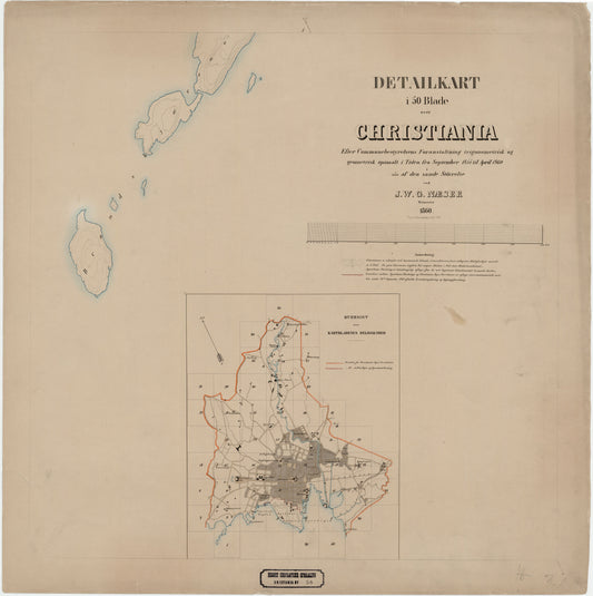 Kristiania amt nr 58: Detailkart over Christiania efter Kommunebestyrelsens Foranstaltning trigonometrisk og geometrisk opmaalt: Oslo