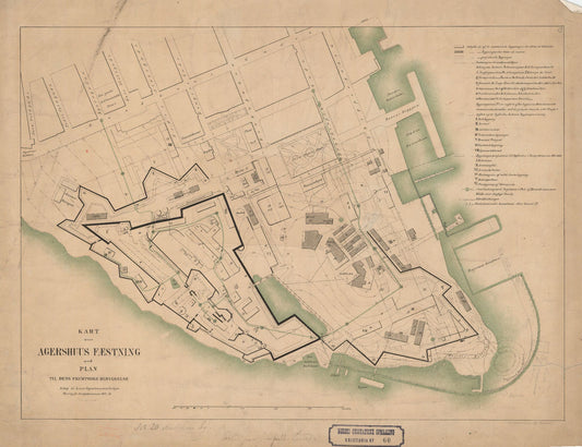 Kristiania amt nr 60: Kart over Agershus Fæstning med Plan til dens fremtidige Bebyggelse: Oslo
