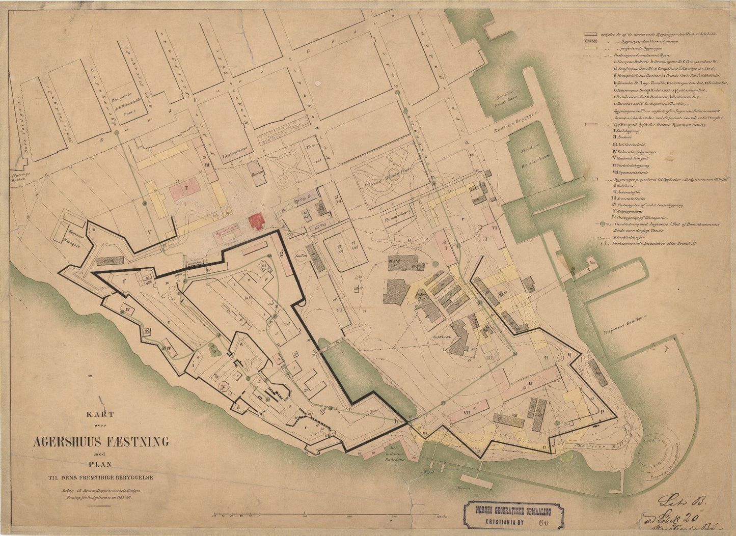 Kristiania amt nr 60: Kart over Agershus Fæstning med Plan til dens fremtidige Bebyggelse: Oslo