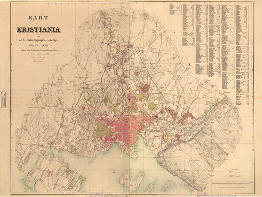 Kristiania amt nr 67: Kart over Kristiania: Oslo