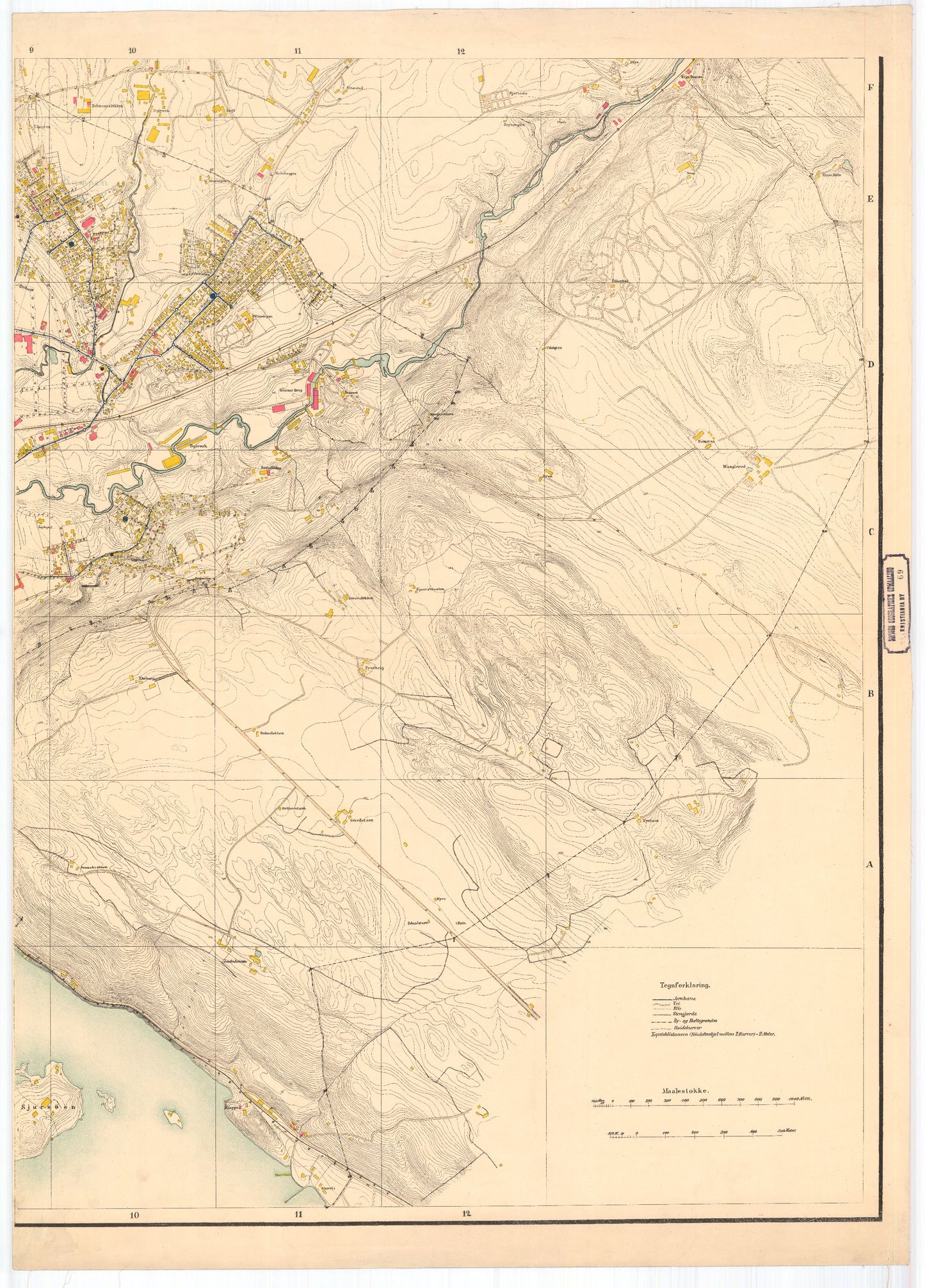 Kristiania amt nr 69: Kart over Kristiania med det Kristiania Bygningslov underlagte Bælte af Aker: Oslo