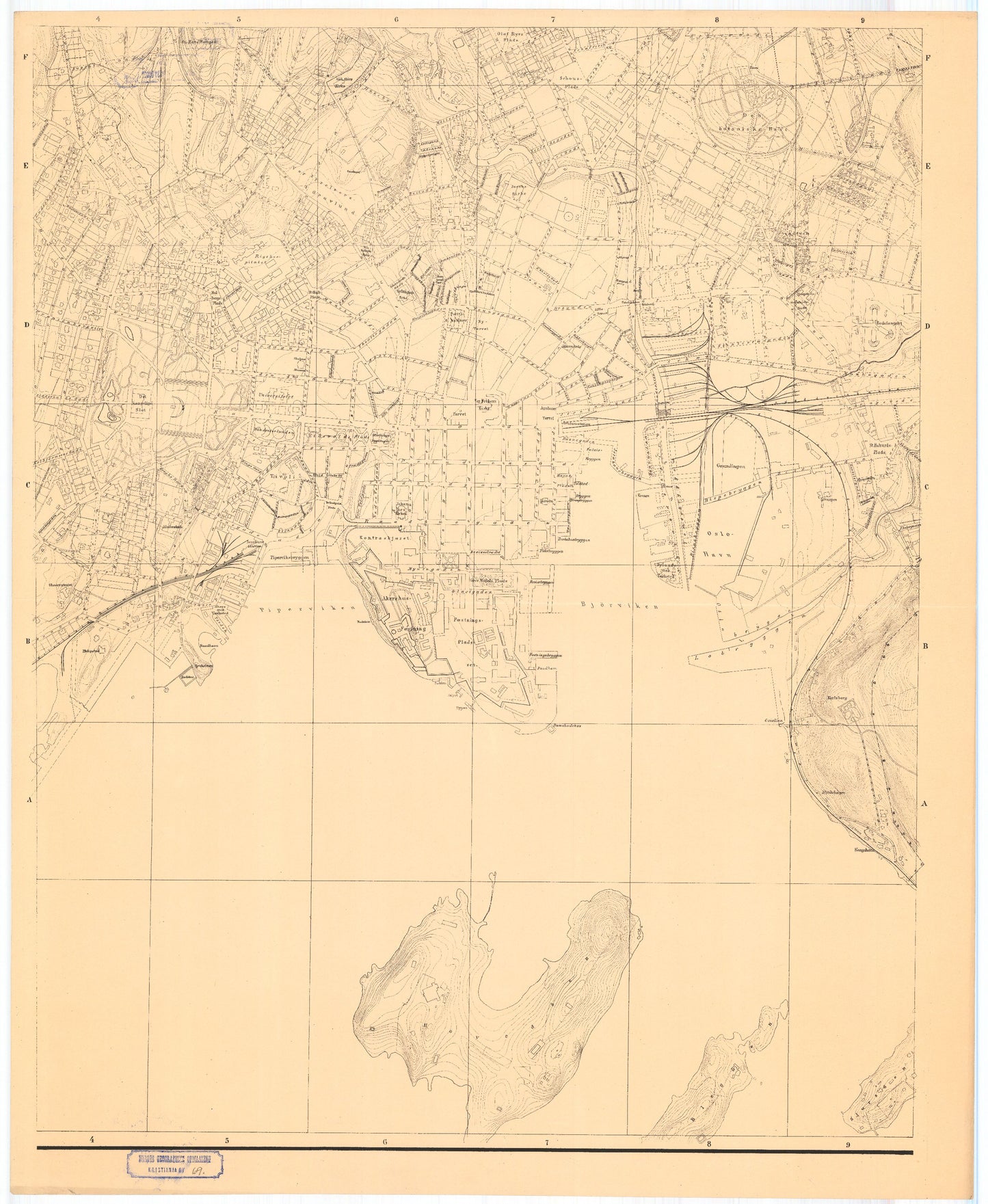 Kristiania amt nr 69: Kart over Kristiania med det Kristiania Bygningslov underlagte Bælte af Aker: Oslo