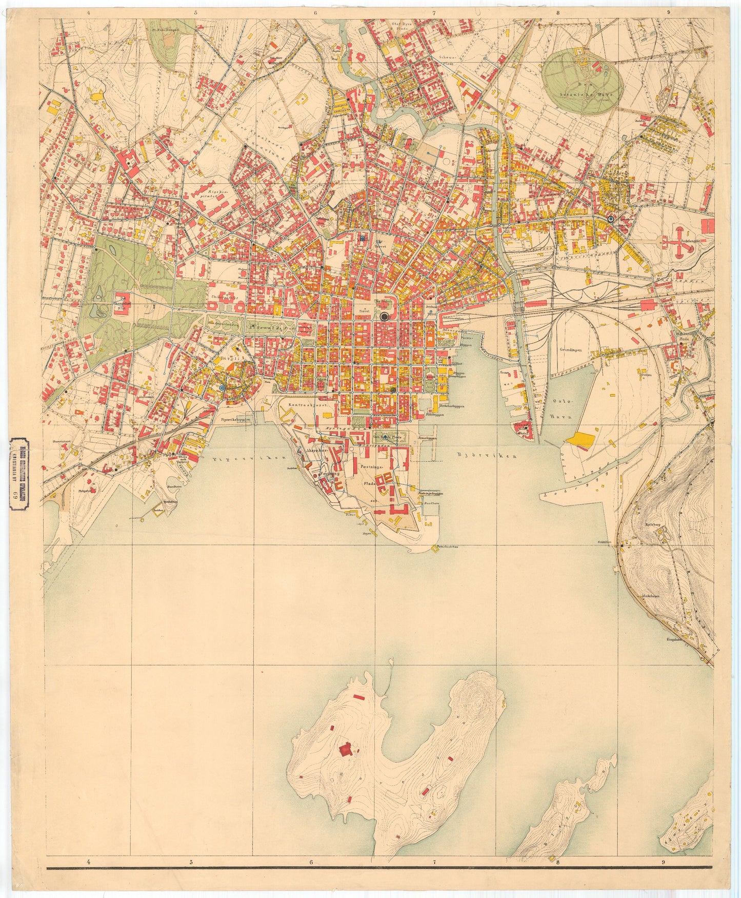 Kristiania amt nr 69: Kart over Kristiania med det Kristiania Bygningslov underlagte Bælte af Aker: Oslo
