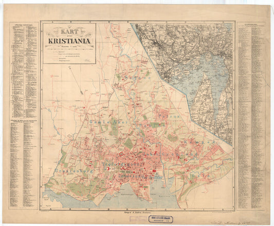 Kristiania amt nr 73: Kart over Kristiania: Oslo