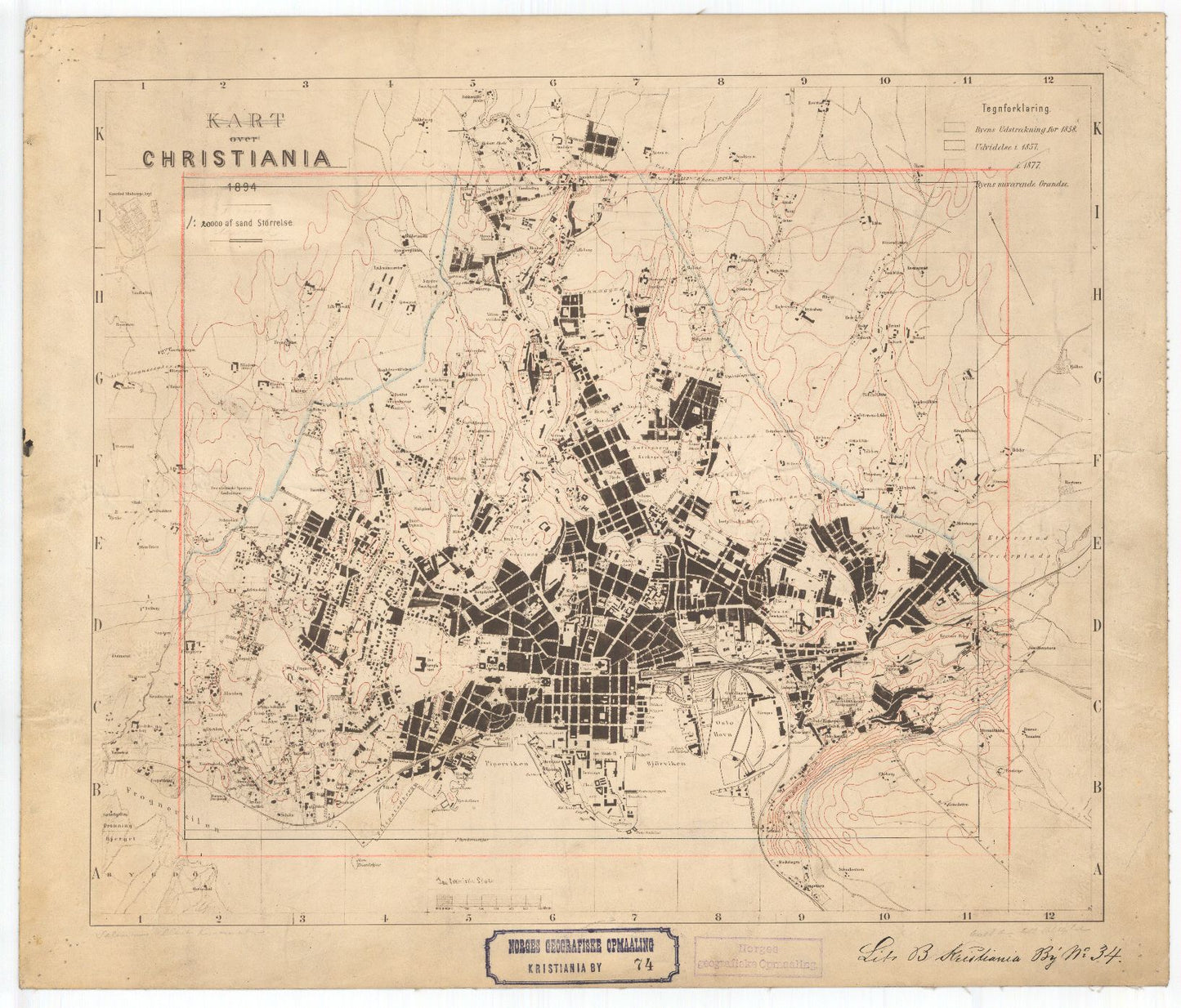 Kristiania amt nr 74: Kart over Kristiania: Oslo